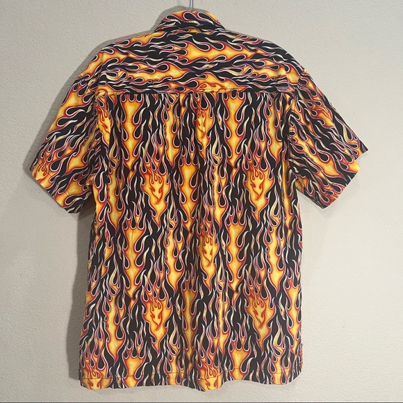 VTG High Seas Trading Co Mens Flame Button Down Shirt Sz L Street Retro Funky - Picture 6 of 6